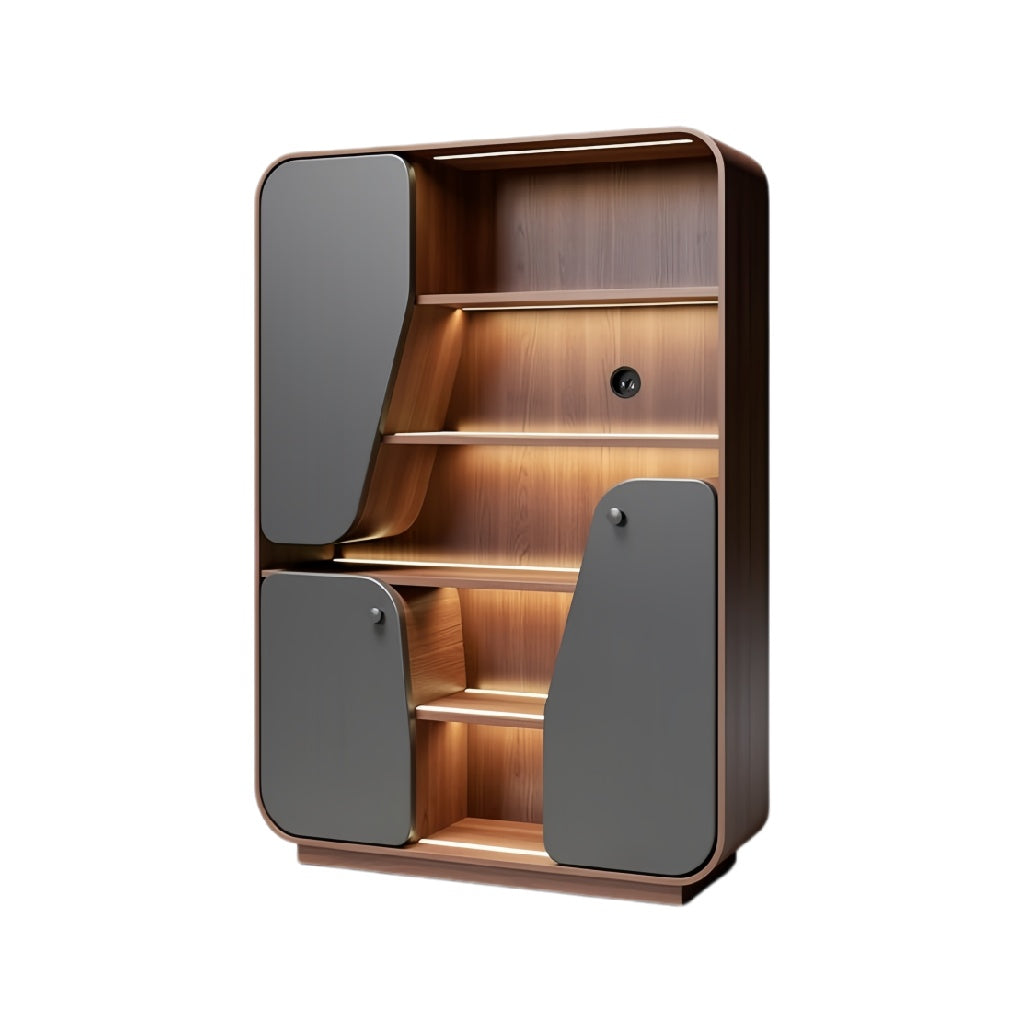 **Technische titel in het Nederlands: Moderne houten kast met verlichting en afgeronde hoeken**